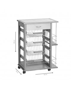 Carrello cucina 4 cestini estraibili e porta bottiglie Vesuvio