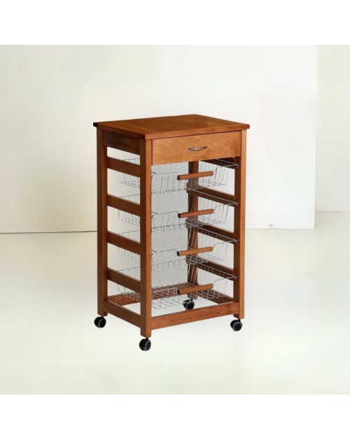 Carrello da cucina 4 cestini estraibili ed un cassetto Vesuvio colore rovere