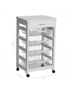 Carrello da cucina 4 cestini estraibili ed un cassetto Vesuvio bianco