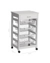 Carrello da cucina 4 cestini estraibili ed un cassetto Vesuvio colore bianco