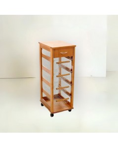 Carrello da cucina salvaspazio 4 cestini estraibili ed un cassetto Vesuvio colore rovere