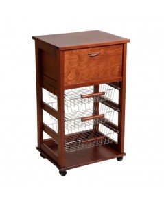 Carrello cucina 3 cestini estraibili e cassetto portapane Vesuvio