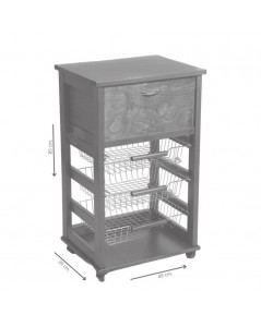Carrello cucina 3 cestini estraibili e cassetto portapane Vesuvio