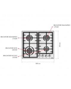 Piano cottura Efesto Inox 4 fuochi Samet prezzo