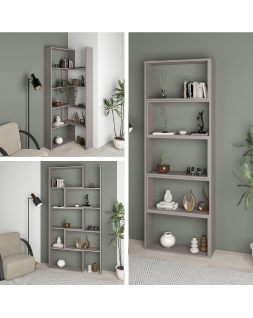 Libreria estensibile angolare Wish 72x22x200h colore tortora