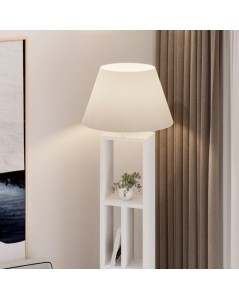 Lampada da Terra in Legno Bianco con Libreria Giorno 45x163,5 Prezzo