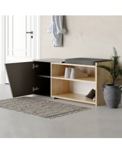 Scarpiera Panca Fiona 104.6x37.5x47.2 Colore Rovere Antracite
