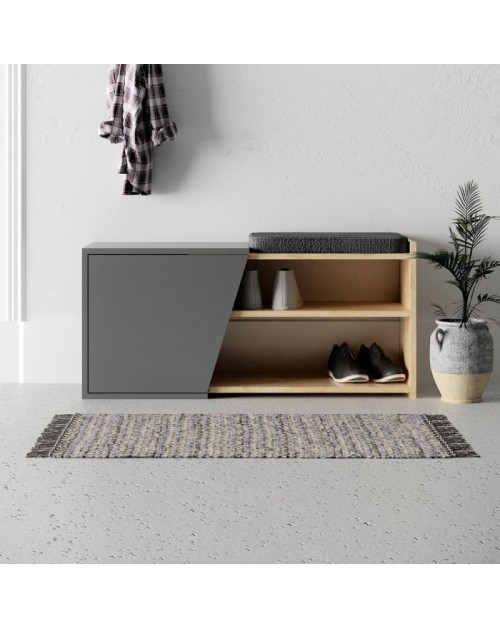 Scarpiera panca Fiona 104.6x37.5x47.2 colore rovere antracite