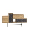 Madia legno naturale con ante e cassetti effetto marmo nero Hermes 160