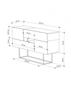Madia rovere e antracite 2 ante e 2 cassetti Eros 145x40x82h