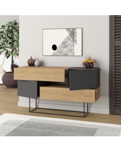 Madia rovere e antracite 2 ante e 2 cassetti Eros 145x40x82h