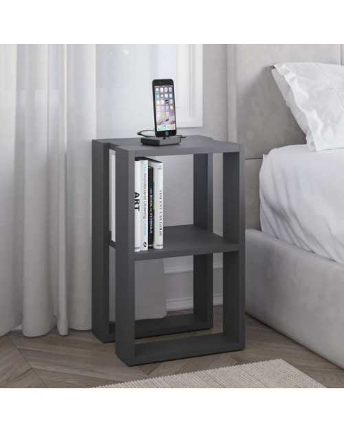 Comodino due ripiani Lonie 34x30x55h colore antracite