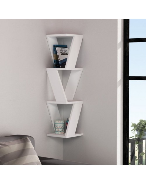 Libreria angolare pensile Zena colore bianco