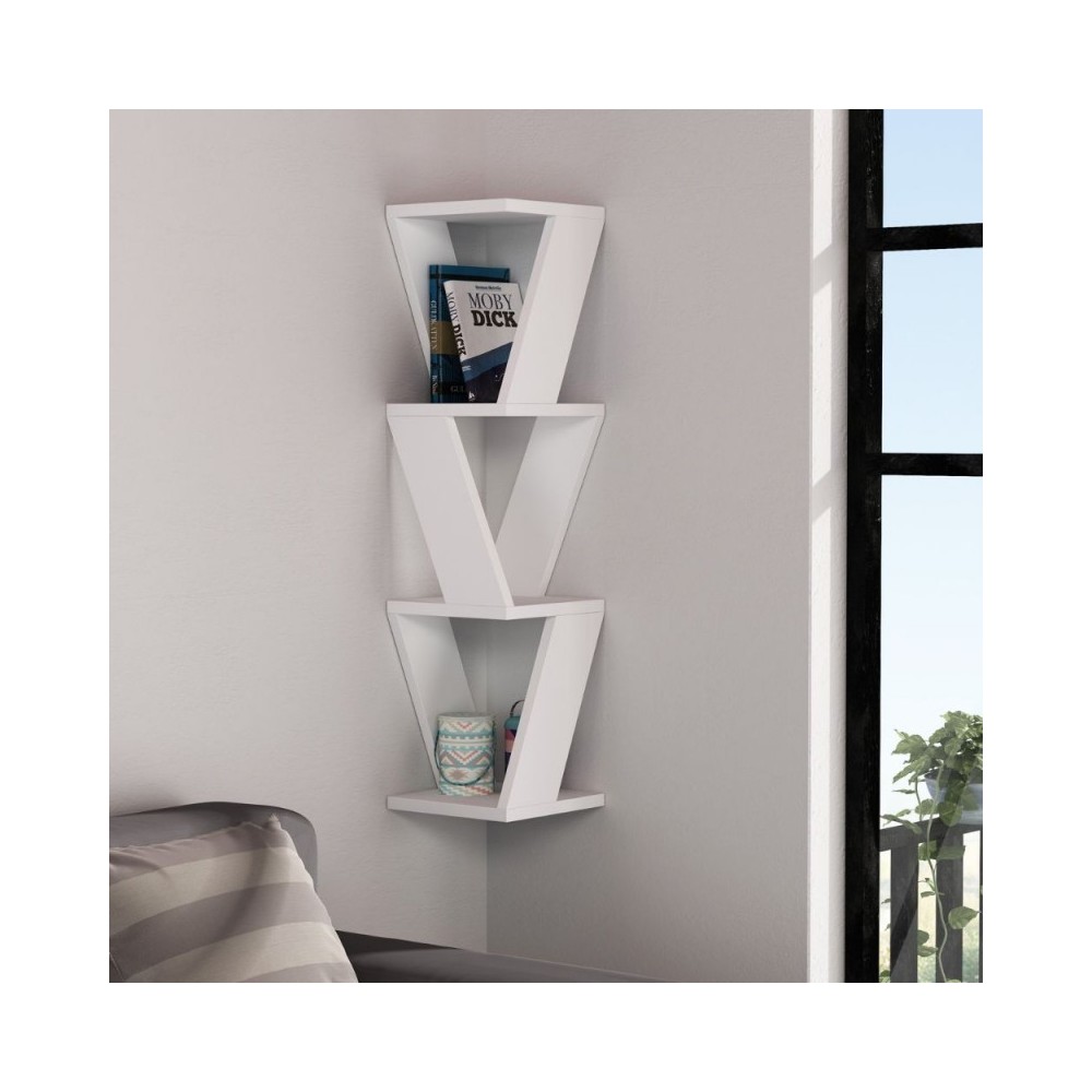 Libreria angolare pensile Zena colore bianco