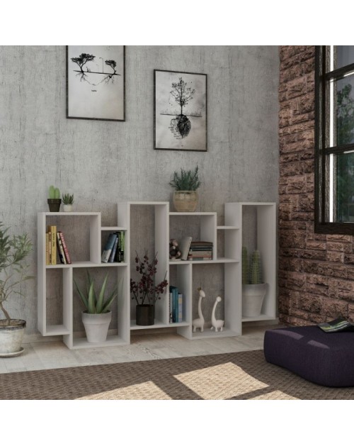 Libreria orizzontale bifacciale Karmato 96x168,5 colore bianco