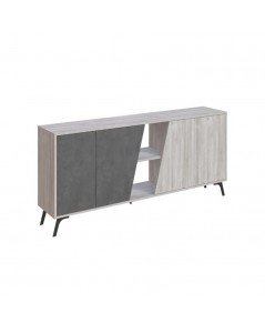 Madia 4 Ante Fiona 180x35,6x82H Bianco Vintage e Cemento