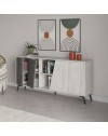 Madia 4 ante Fiona 180x35,6x82H colore bianco vintage e cemento