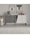 Madia 4 ante Fiona 180x35,6x82H colore bianco vintage e cemento
