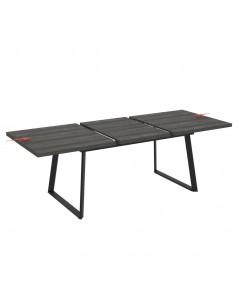 Tavolo Allungabile Piano Larice Grigio e Gambe in Metallo Nero Lavinya