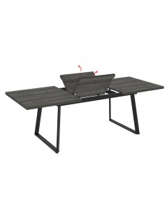 Tavolo Allungabile Piano Larice Grigio e Gambe in Metallo Nero Lavinya