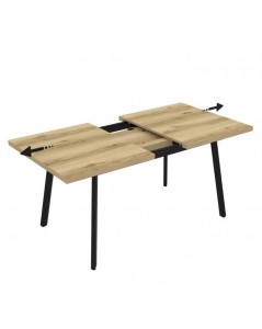 Tavolo Allungabile Piano Colore Rovere e Gambe in Metallo Nero Lini