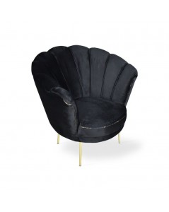 Poltrona a Conchiglia Orel Velluto Nero e Piedi Oro Prezzo