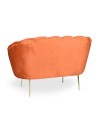 Divano a conchiglia due posti Orel velluto ruggine e piedi oro 130x70x76h