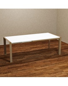 Tavolo Allungabile Struttura Tortora e Piano Bianco Larice 130x80 cm Golia