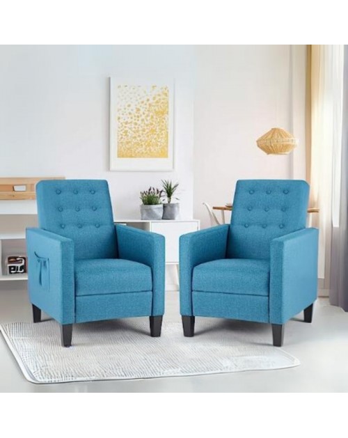 Poltrona recliner con massaggio Malea tessuto blu