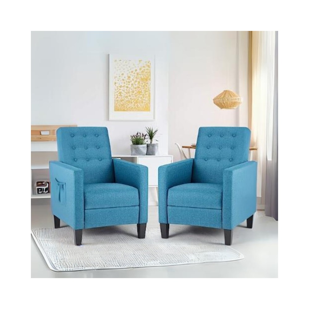 Poltrona recliner con massaggio Malea tessuto blu