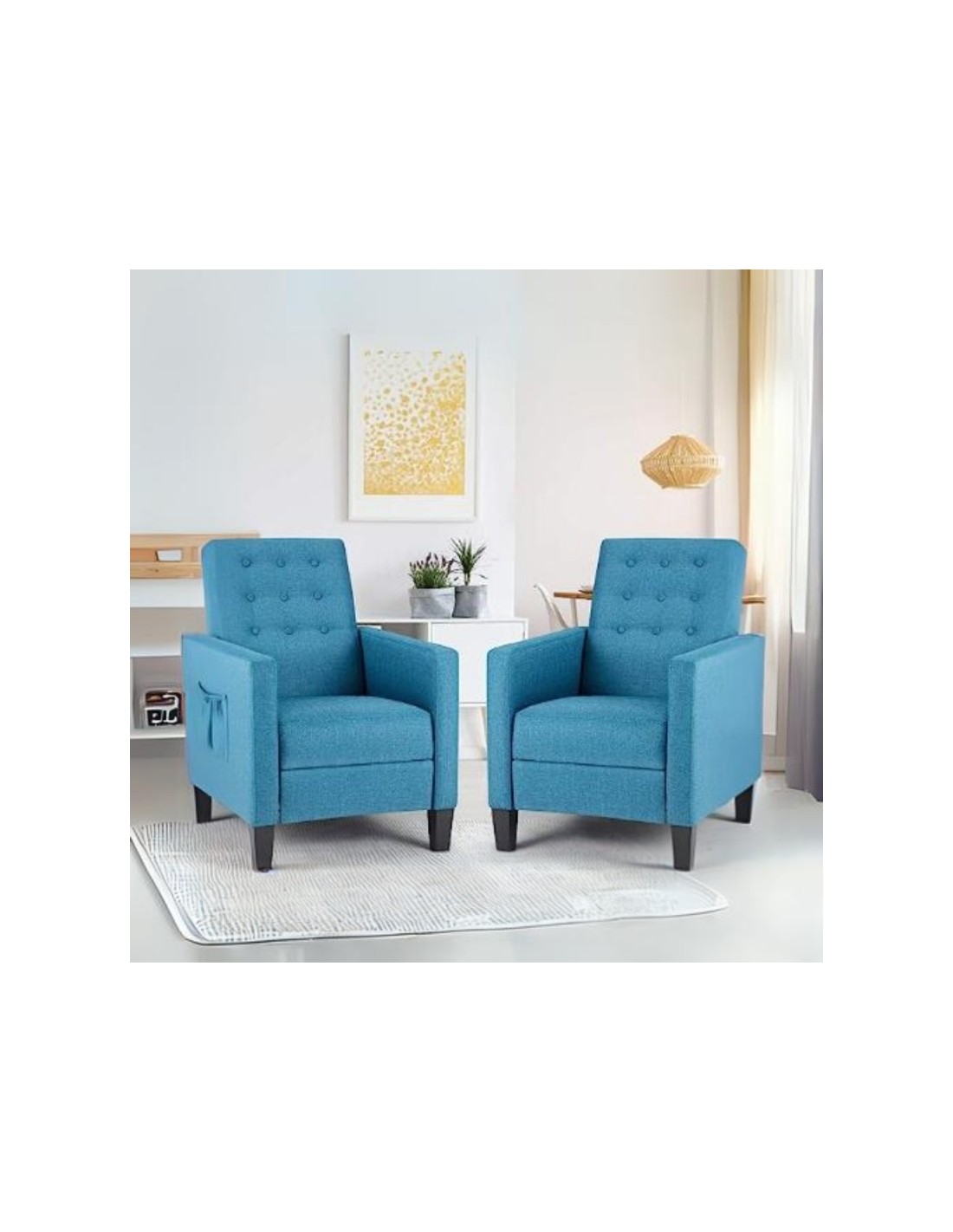 Poltrona recliner con massaggio Malea tessuto blu