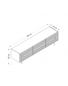Mobile porta Tv 3 ante Jose 180x42x50h bianco particolari oro