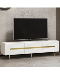 Mobile porta Tv 3 ante Jose 180x42x50h bianco particolari oro