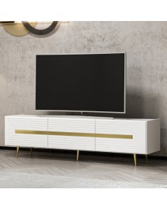 Mobile porta Tv 3 ante Jose 180x42x50h bianco particolari oro