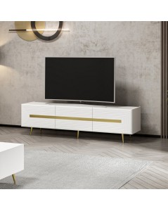Mobile porta Tv 3 ante Jose 180x42x50h bianco particolari oro