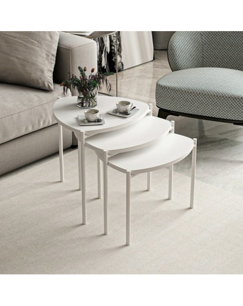 Tris tavolini da salotto Lenny colore bianco