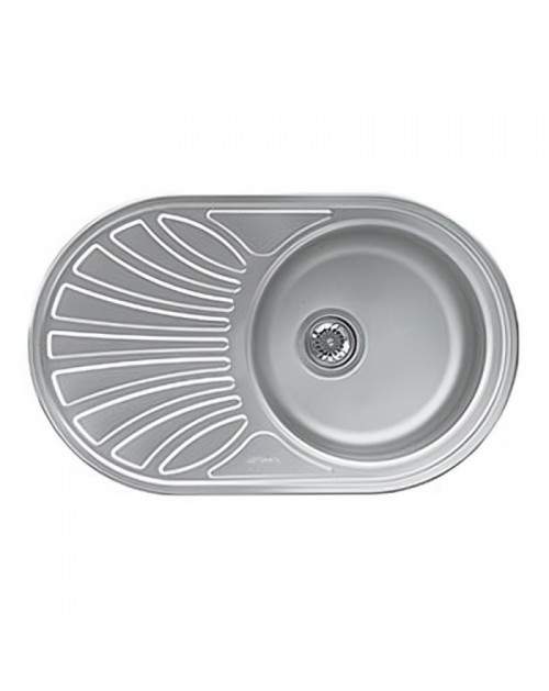 Lavello ovale incasso 1 vasca e gocciolatoio sinistro 78x48 Smeg LMEL77S inox