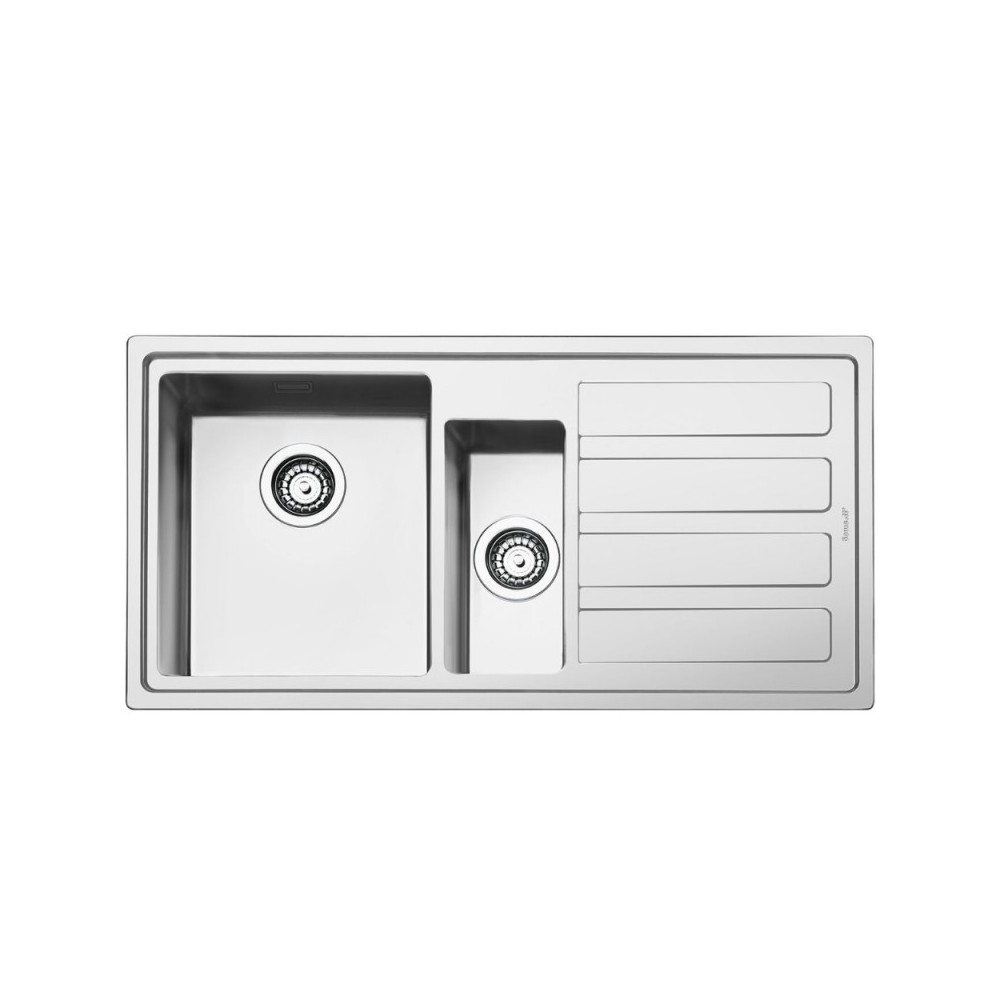 Lavello incasso 2 vasche e gocciolatoio destro 100x50 Smeg LD102D-2 inox spazzolato