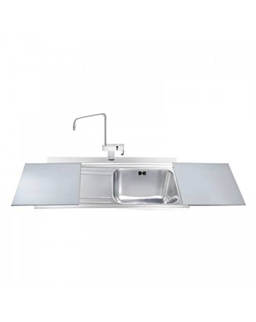 Lavello incasso 1 vasca e gocciolatoio sinistro con taglieri in vetro silver Smeg LI91SGS inox