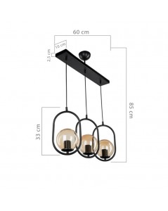 Lampada a Sospensione stile moderno con telaio nero 3 punti luce