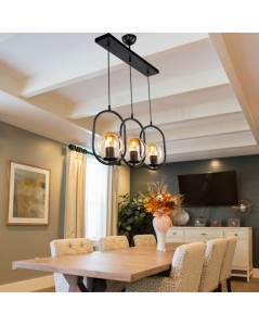 Lampada a Sospensione stile moderno con telaio nero 3 punti luce