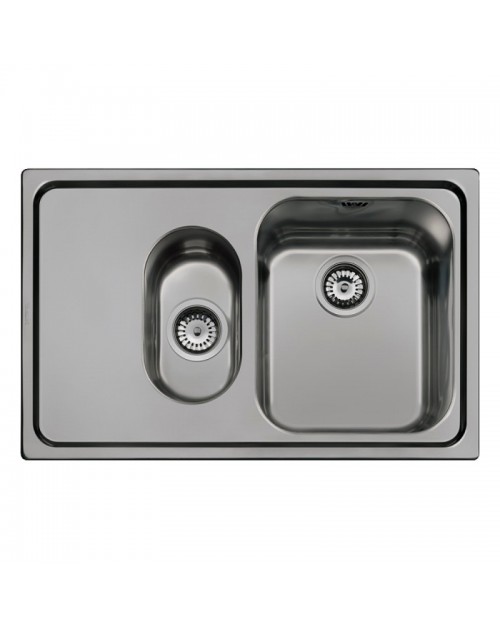 Lavello incasso 2 vasche e gocciolatoio sinistro 79x50 Smeg SP7915SN acciaio inox nero