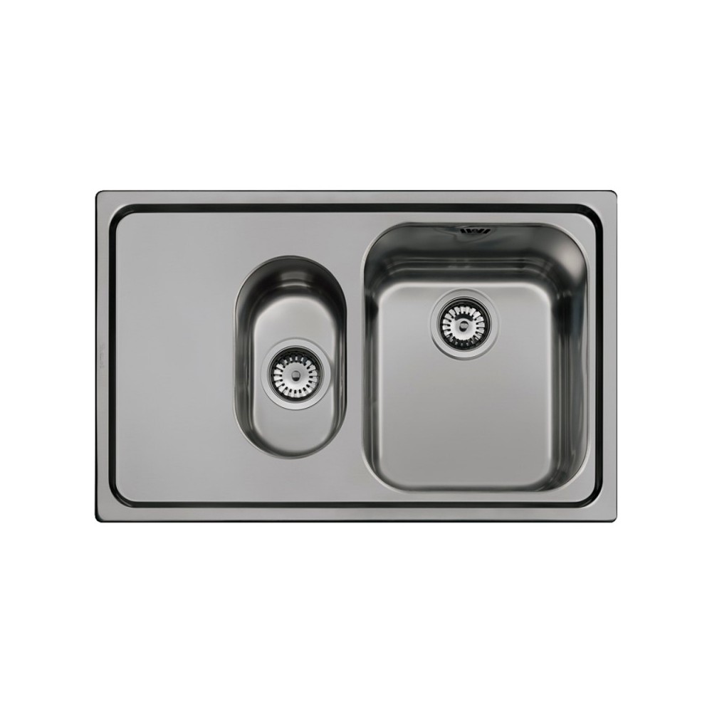 Lavello incasso 2 vasche e gocciolatoio sinistro 79x50 Smeg SP7915SN acciaio inox nero