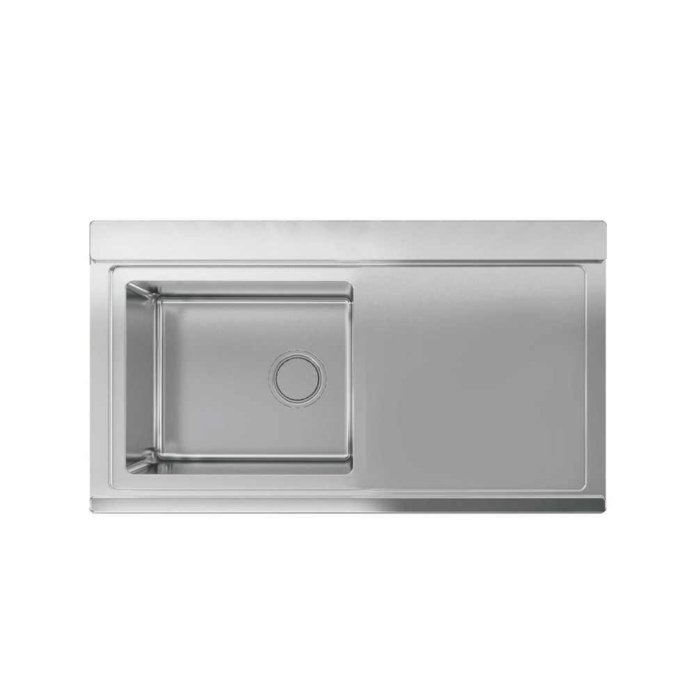 Lavello incasso 1 vasca e gocciolatoio destro 90x50 Smeg LRX901D inox spazzolato