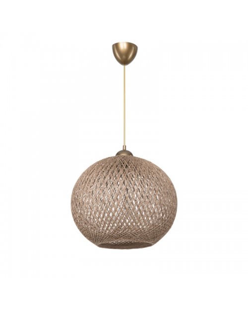 Lampada a sospensione con paralume in corda intrecciato beige Yumak MDL4746