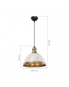 Lampada a Sospensione con paralume metallo bianco e dettagli oro