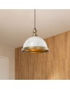 Lampada a sospensione con paralume metallo bianco e dettagli oro Astek ASZ1636