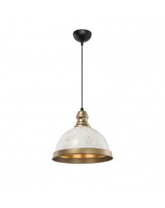 Lampada a sospensione con paralume metallo bianco e dettagli oro Astek ASZ1636