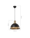 Lampada a sospensione con paralume metallo nero e dettagli oro Astek ASZ1637