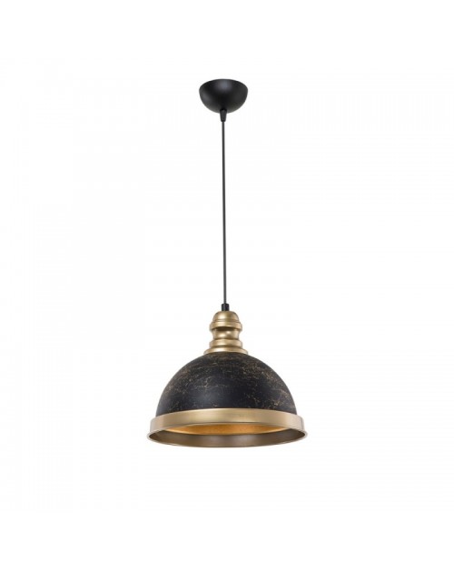 Lampada a sospensione con paralume metallo nero e dettagli oro Astek ASZ1637